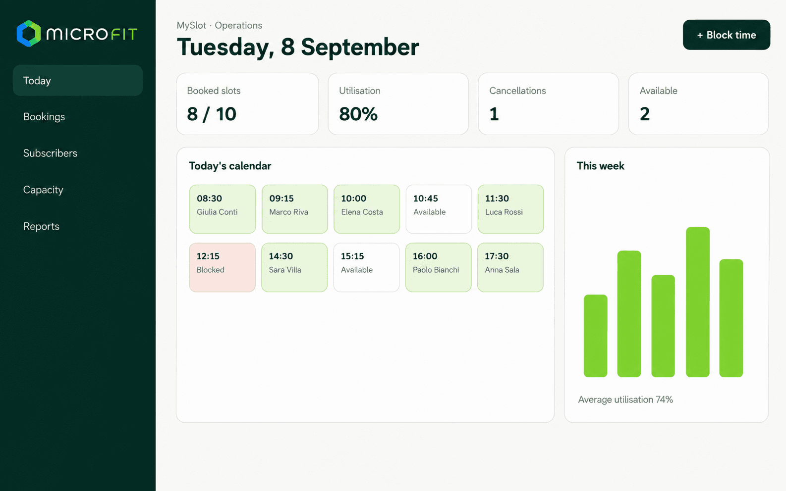 MySlot second application view