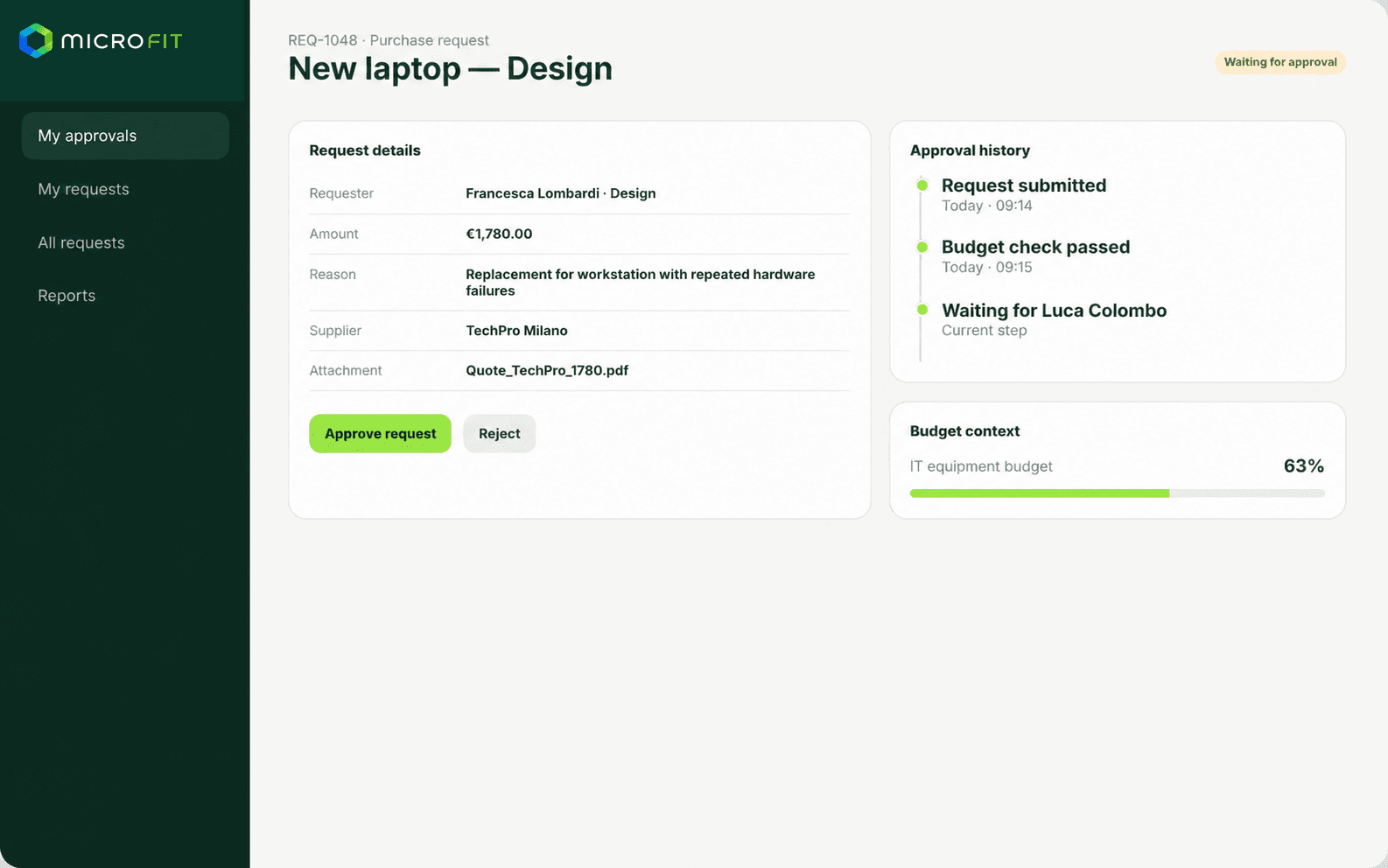 ApproveFlow second application view