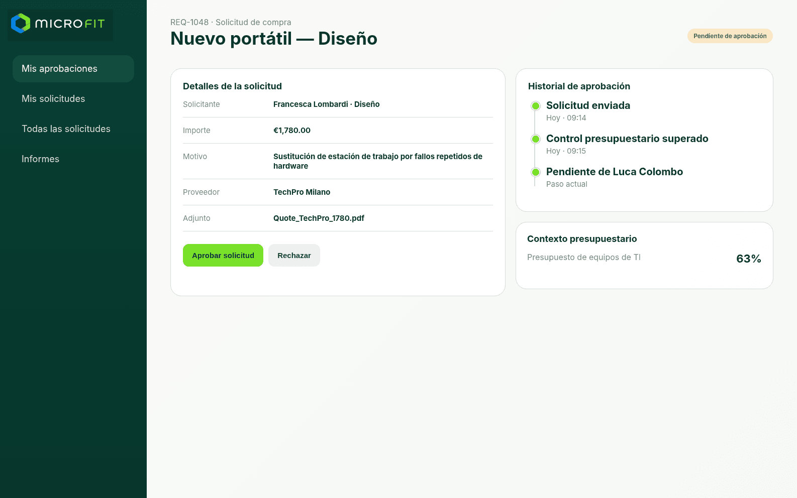 ApproveFlow second application view