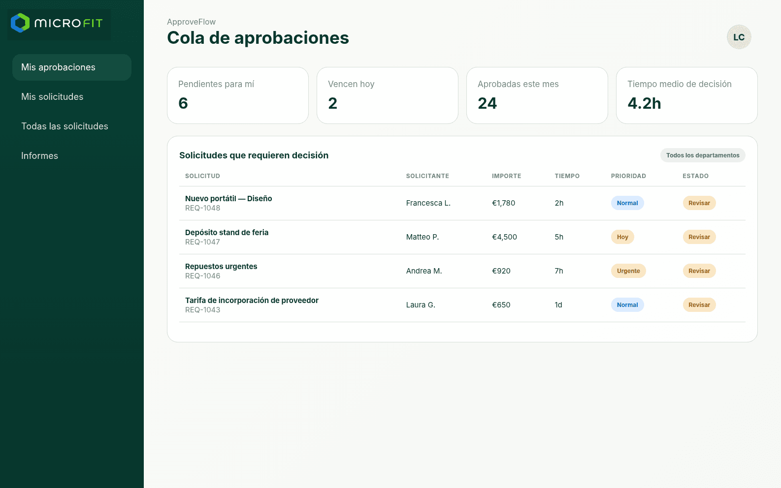 ApproveFlow application screenshot