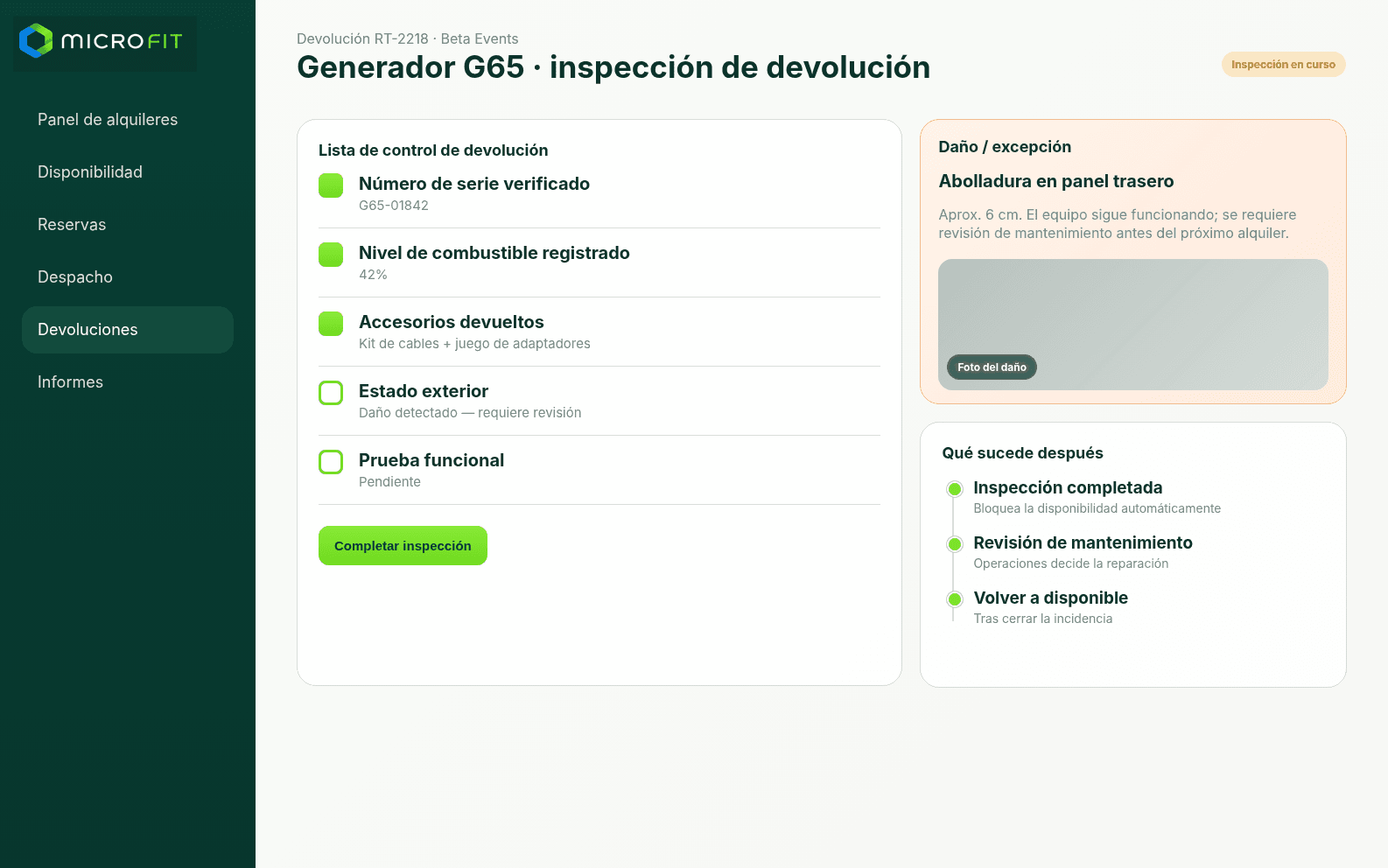 RentFlow second application view